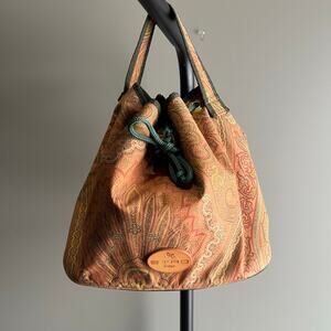 Entro Profumi Paisley Nylon Brown/Green Small Bucket Bag Tote Beauty item